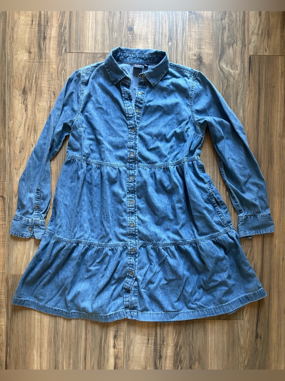 GAP Denim Button-Front Babydoll Long Sleeve Dress Size Small
